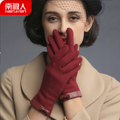

Antarctic gloves female winter warm plus velvet thin section cute Korean fashion student riding driving touch screen ladies gloves NW-510 wine red code