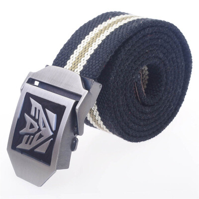 

Shang Long Transformers Magic Canvas Belt Metal Buckle Genuine Leather Jacket 120cm Encrypted Ribbon Military Tactical Belt Military Couple Outdoor Leisure Black Stripe AH54