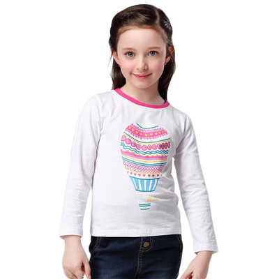 

Xin Song girl colorful hot air balloon long sleeve printing T shirt white C010A 100