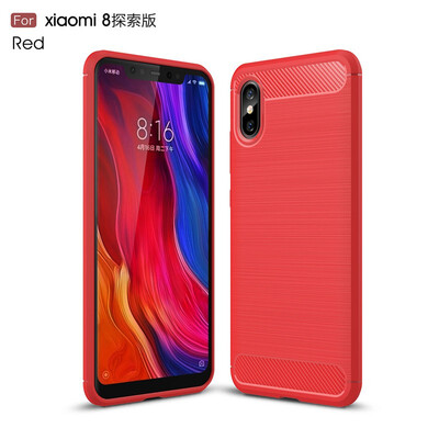 

Fivice Xiaomi Mi 8 Exploratory Edition case Luxury brushed carbon fiber TPU soft shell