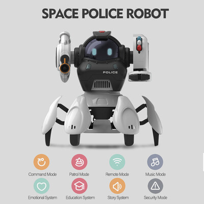 

SBK5001 Intelligent Interactive Robot for Kids Space Police Educational Gesture Control Command Mode Singing Dancing RC Robot