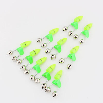 

10 Pcs LED Light Double Twin Bells Tip Clamp Clip On Fishing Rod Fish Bite Alarm