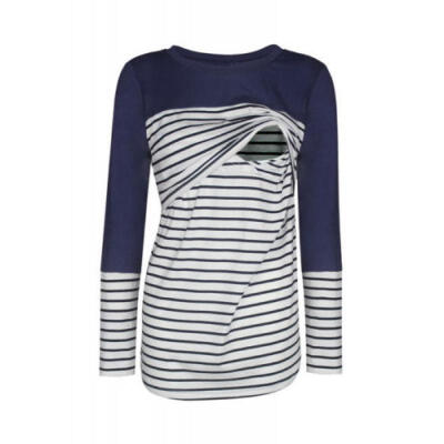 

Splice Women Breastfeeding T Shirt Striped Long Sleeve Maternity Nursing Tee Top