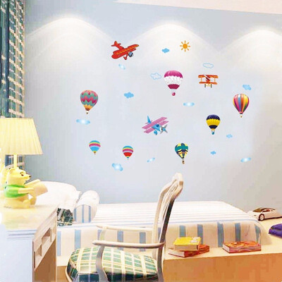

Outdoor Removable Creative 3D Hot air Balloon Aircraft&Smile Clouds Wall Decals
