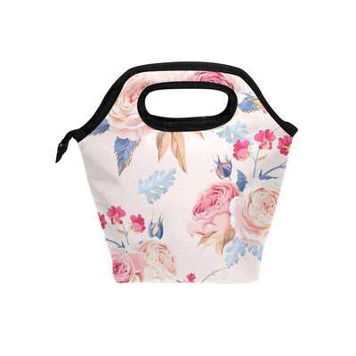 

Lunch Bag Tote Bag Pink Rose Travel Picnic Organizer Lunch Holder Handbags Lunch Bag Box