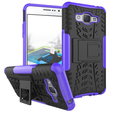 

Fivice Samsung J2 Prime Case TPU anti-fall tire pattern back clip bracket phone case