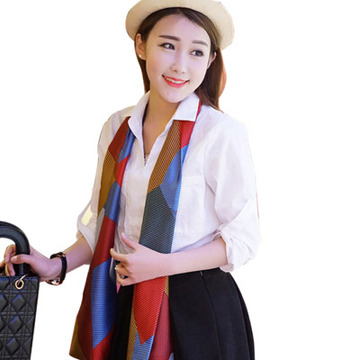 

MSEK WSJ161686 lady Korean short silk scarf decoration small scarf printed silk satin scarf fight color box