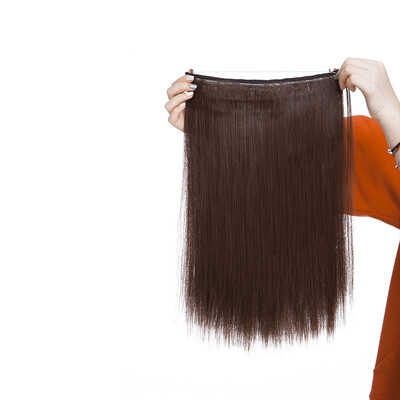 

Invisible Wire No Clips in Hair Extensions Secret Fish Line Hairpieces Silky Straight real natural Synthetic