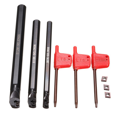 

3Pcs Boring Bar Holder S07KS10KS12M-SCLCR06 3Pcs CCMT0602 Inserts 3Pcs Wrenches