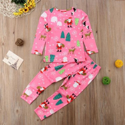 

Newborn Baby Girl Cotton T-shirt TopsPants Outfits Christmas Clothes Set