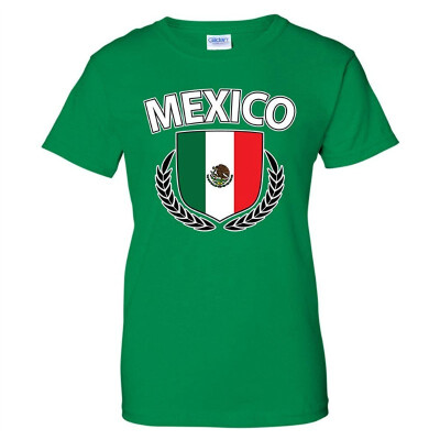 

Mexico Flag Creat Olive Wreath Laurel Mexican Pride Womens T-Shirt