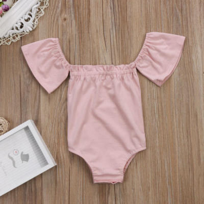 

US Newborn Toddler Baby Girl Off Shoulder Clothes Romper Bodysuit Sunsuit Outfit