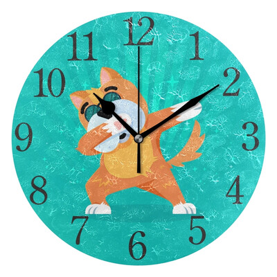 

Wall Clock Arabic Numerals Design Cool Cat Doing Exercise Round
