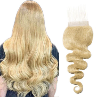 

Blonde Hair Bundles With Lace Closure Free Part Honey Blonde Brazilian Virgin Hair Weave 7A Blonde Human Hair
