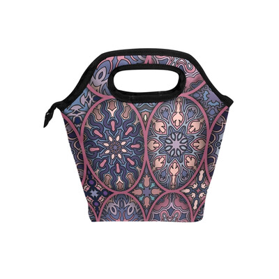 

Lunch Tote Bag Bohemia Ellipse Travel Picnic Insulated Lunch Handbags Portable Zipper Lunch Bag Box
