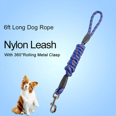 

Nylon Dog Leash 6ft Long Walking Dog Rope Metal Clasp Dog Chain Traction Rope for Dog Training Walking Outside