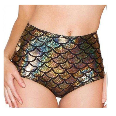

Women Sexy Lingerie High Waist Mermaid Scale Bikini Briefs Beach Panties Pole Dance Shorts