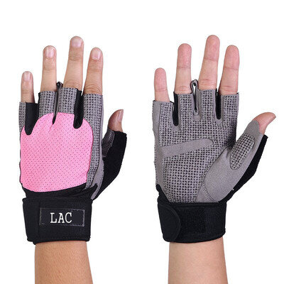 

LAC breathable anti-skid half finger fitness gloves female wrist dumbbell equipment training sports gloves exercise riding gloves pink M code