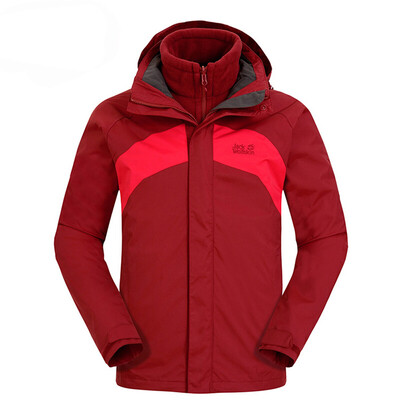 

Wolf claw Jackwolfskin mens jacket fleece liner three-in-one outdoor jacket autumn&winter casual shirt 1105681 Lafite red - 2056 M