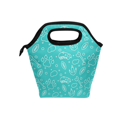 

Lunch Tote Bag Dog Footprints Travel Picnic Insulated Lunch Handbags Portable Zipper Lunch Bag Box
