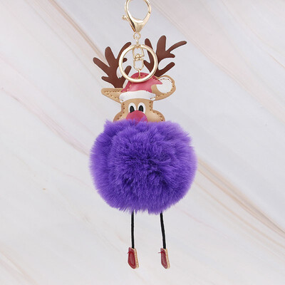 

Cute Christmas Gift Deer Keychain for Women Pom Pom Ball Keychains