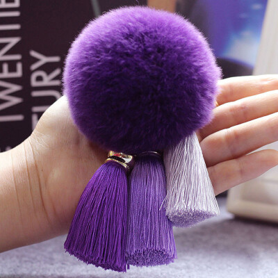 

MyMei Touch Soft Rabbit Fur Ball PomPom Car Cell Phone Pendant Handbag Key Chain Ring