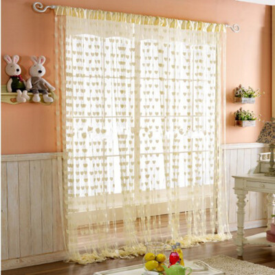 

1PC Romantic Heart Shape Line curtain living room sheer curtain small heart curtain tulle screening soft line curtain decoration