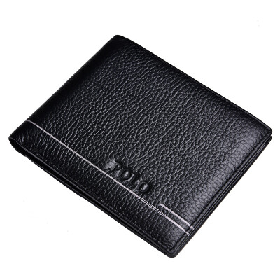 

POLO men's fashion simple money chuck first layer of leather short wallet 020572 black vertical section