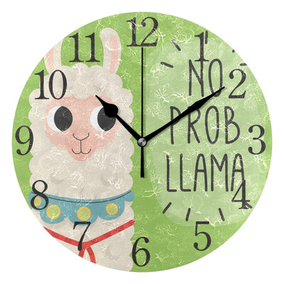 

Wall Clock No Problem Llama Round Wall Clock Arabic Numerals Design