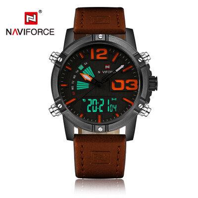 

New Dual Display Quartz Digital Men Sports Watch Leather Strap Backlight Water-Proof Man Casual Wristwatch Chrono Military Watch