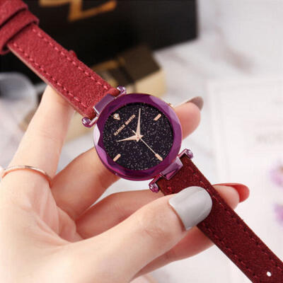 

Elegant Women Ladies Crystal Starry Sky Watch Leather Strap Watches Xmas Gift