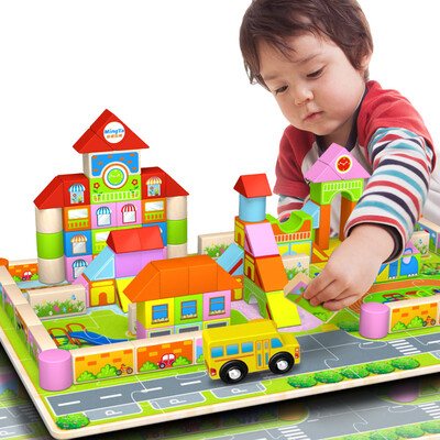 

Ming Ting MING TA MTW-013-3 128 kindergarten building blocks wooden wooden early education puzzle children&39s puzzle intellectual toys building blocks toys
