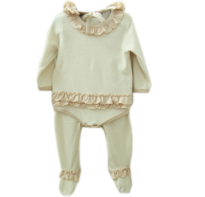 

Organic cotton baby coveralls baby Siamese cotton lace three-piece even foot
