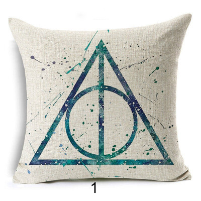 

Harry Potter Cushion Cover Cotton Linen Goblet of Fire The Deathly Hallows Home Decorative Pillow Cover for Sofa Cojines