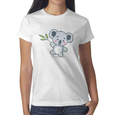 

Hey Koala Baby Koala Shirt Women White T-Shirt Cotton Leisure