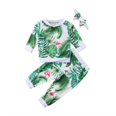 

Toddler Infant Baby Girl Flower Flamingo Tops Pants Leggings 3Pcs Outfit Clothes