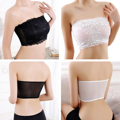 

Women Sexy Lace Casual Crop Top Strapless Seamless Solid Padded Bras Bralette Femmes Sexy Dentelle