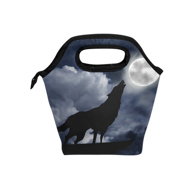 

Lunch Bag Tote Bag Moonlight Wolf Travel Picnic Organizer Lunch Holder Handbags Lunch Bag Box