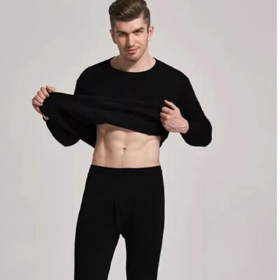 

Aa-shop Thermal Underwaer For Mens Winter Warm Velvet Inner Wear Plus Size Set Thick Round neck Slim Long Johns M-4XL