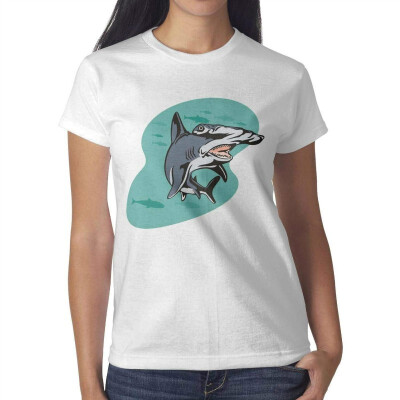 

Shark Birthday Sharks Decor Womens White T-Shirt Cotton Lightweight T-Shirts