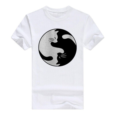 

Cat Lovers Gifts Cat Yin Yang Peace Funny Cat Short Sleeve T-Shirt