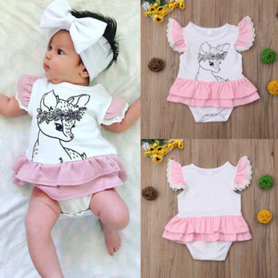 

Newborn Baby Girls Ruffle Sleeve Romper Dress Bodysuit Jumpsuit Clothes Outfits