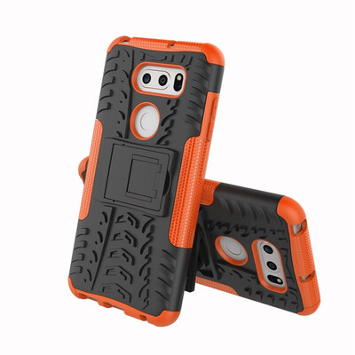 

Fivice LG V30plusLG V30S Case TPU anti-fall tire pattern back clip bracket phone case