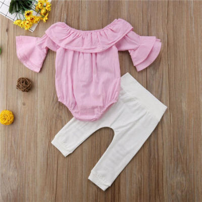 

Newborn Baby Kids Girls Plaid Floral T-Shirt Tops Hole Pants Outfits Set Clothes