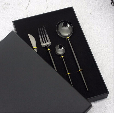 

OLOEY304 stainless steel knife fork spoon mirror mirror light titanium gold coffee spoon simple style knife set