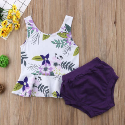 

USA Newborn Toddler Baby Gir Floral Tops T-shirt Shorts Outfits Clothes Sunsuit