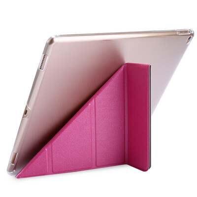 

Ultra Slim Transparent Flip Leather Wake Sleep Multi-folds Smart Cover Hard Back Case for iPad Pro Drop Resistance