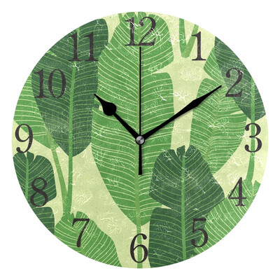 

Wall Clock Arabic Numerals Design Palmately Leaves Round