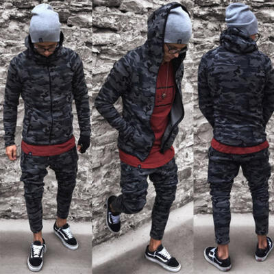 

Mens Warm Camouflage Jacket Hooded Winter Military Zipper Fitness Coat Overcoat