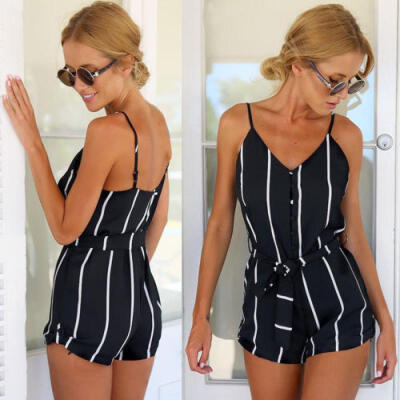 

Women Striped Clubwear Summer Playsuit Bodycon Party Jumpsuit Romper Trousers